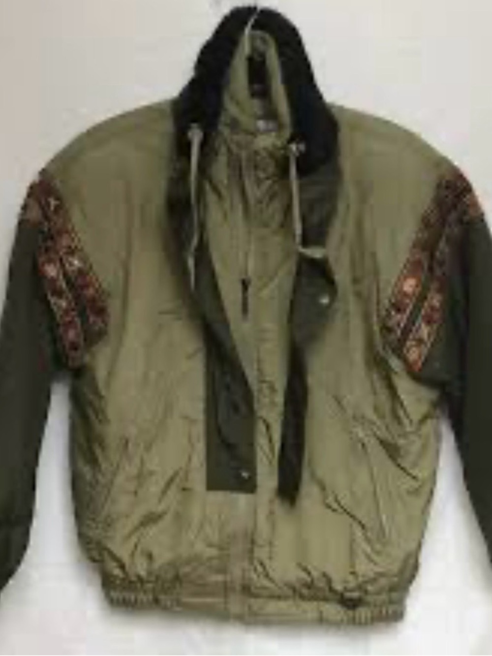 Vintage Fera Skiwear Two-Tone Khaki & Olive Jacket with Embroidered Trim - Picture 2 of 3